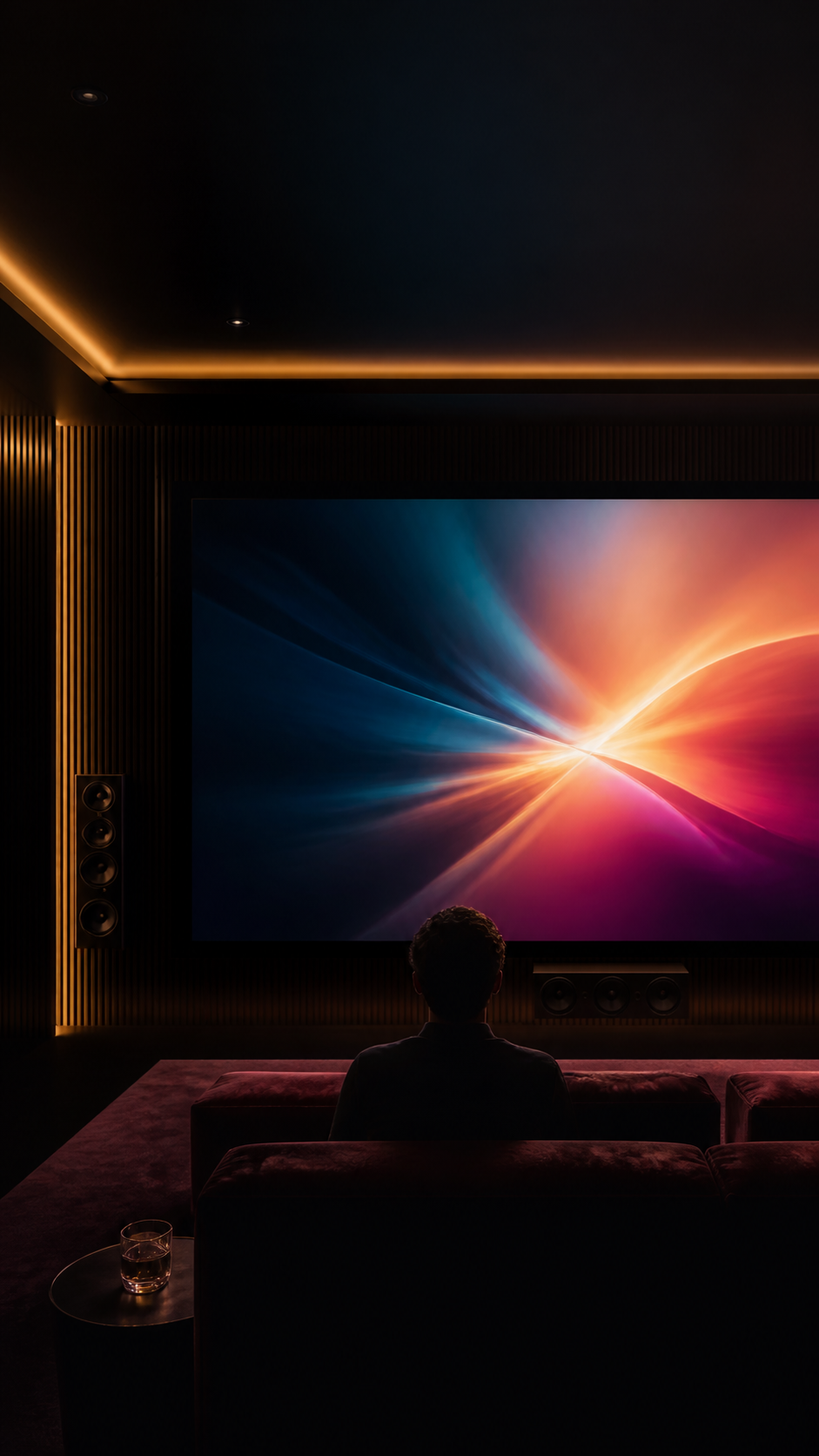 A cinematic screening room